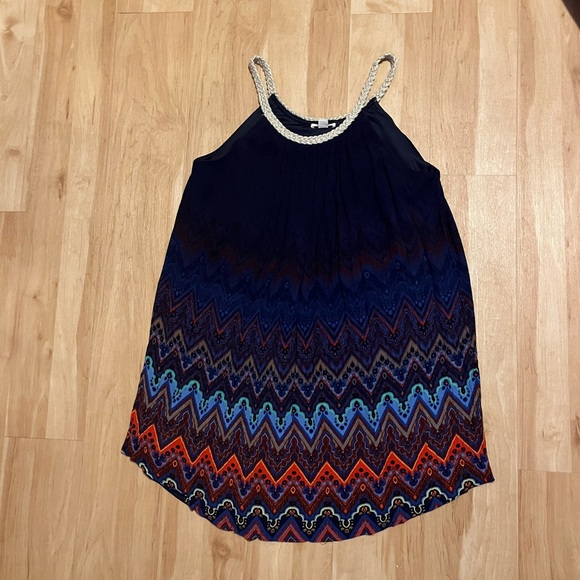 Pinky Halter Tank Navy Base with Gold Rope Straps & Chevron of Red Teal Purple - Picture 10 of 12